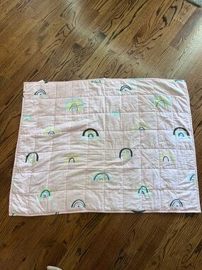 Pastel Rainbow Quilted Baby Blanket - Pink